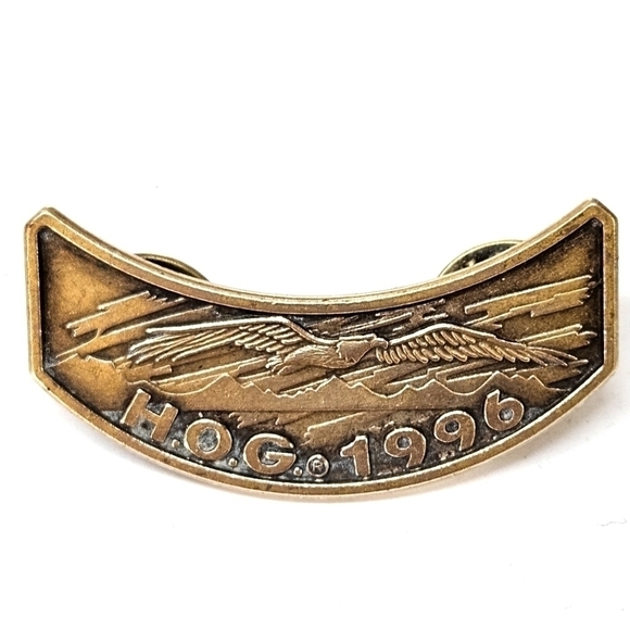 VINTAGE 1996 Harley Davidson Owners Group HOG Lapel Pin Badge Rocker Eagle HD - Picture 2 of 5